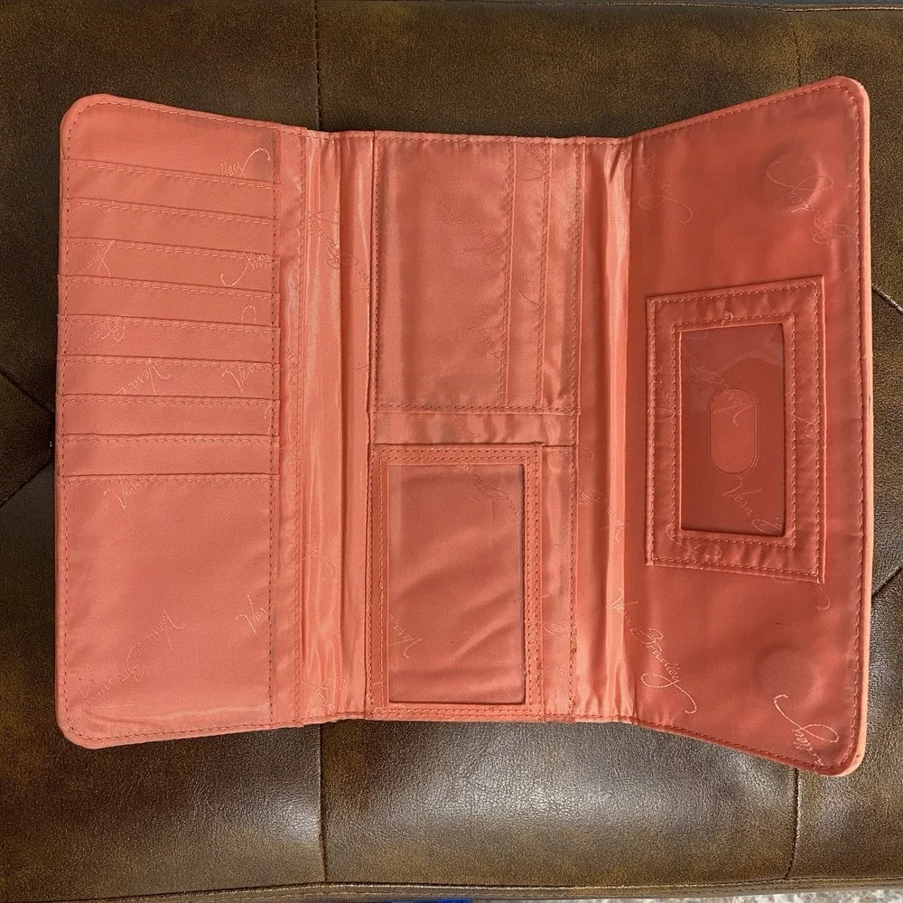 Vera Bradley Trifold Wallet |‎ Pixie Confetti | Travel Wallet Orange Flaws